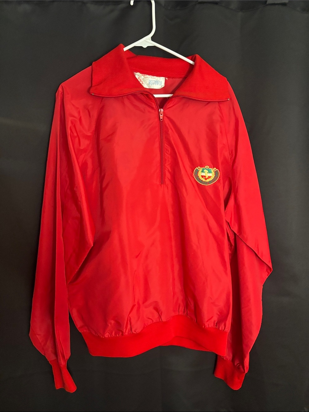 Vintage 70s CAL California Athletic Limited Golf Jacket Red Nylon Quarter Zip XL